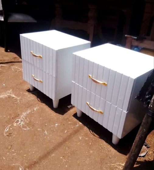 White Flutted Bedside table